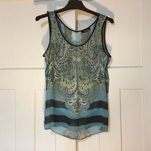 Sheer Green and Blue Paisley Tanktop